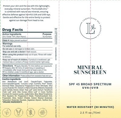Lemongrass Spa SPF 45.jpg Label - Lemongrass Spa SPF 45